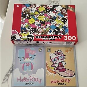 Hello Kitty 300-Piece Puzzle & Retro Card Set - Red, Pink, Yellow, Blue